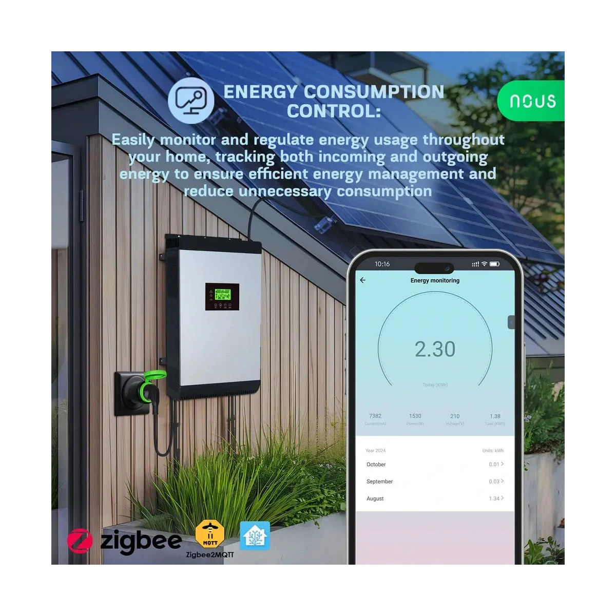 Set 2 prize Inteligente WiFi pentru exterior NOUS A6Z,16A - ZigBee 3.0, Monitorizare energie, IP44 [6]