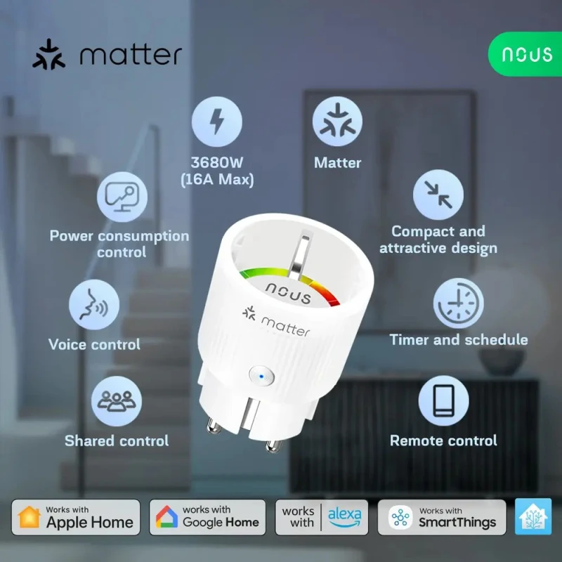Set de patru prize inteligente NOUS A8M cu Matter și monitorizarea consumului [4]