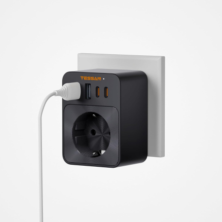 Adaptoare & accesorii - Adaptor Tessan , 2XUSB-C, 2XUSB A, 30 W, 16A