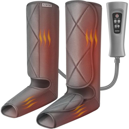 Îngrijire & Wellness - Aparat de masaj gambe si picioare cu compresie aer Renpho , 5 moduri masaj, 3 intensitati, Incalzire, controler inclus, pentru circulatie si relaxare musculara