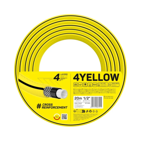 Furtunuri 1/2" - Furtun pentru gradina Cellfast 4YELLOW 1/2”, 20m, 4 straturi, protectie UV, antirasucire