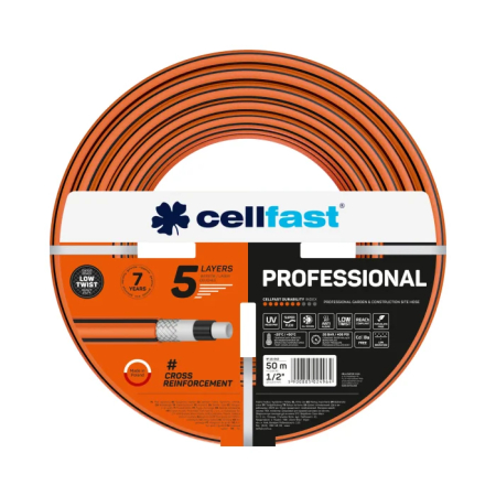 Furtunuri 1/2" - Furtun pentru gradina Cellfast PROFESSIONAL cu 5 straturi, 1/2”, 50m, 28 bari, protectie UV,