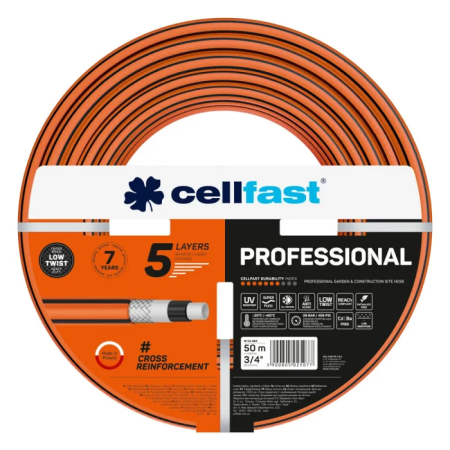 Furtunuri 3/4" - Furtun pentru gradina Cellfast PROFESSIONAL cu 5 straturi, 3/4”, 50m, 28 bari, protectie UV,