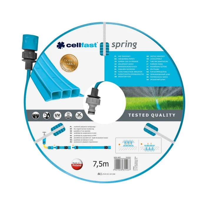 Exterior & Gradina - Furtun pentru irigare Cellfast SPRING 1/2" 7,5 m, 3 canale de irigare