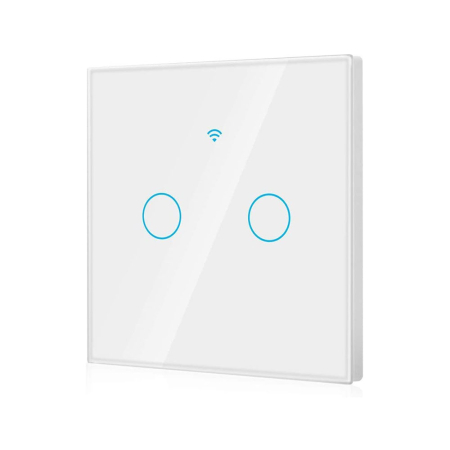 Casă Inteligentă - Intrerupator Smart cu Touch Rovo , 2 canale, Sticla Securizata, Tuya, Life Smart, RF 433MHz, Alexa si Google Assistant, fara nul