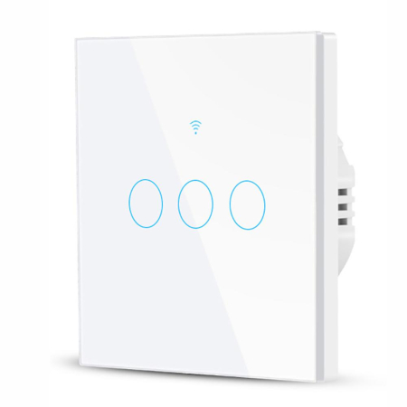 Casă Inteligentă - Intrerupator Smart cu Touch Rovo , 3 canale, Sticla Securizata, Tuya, Life Smart, RF 433MHz, Alexa si Google Assistant, fara nul