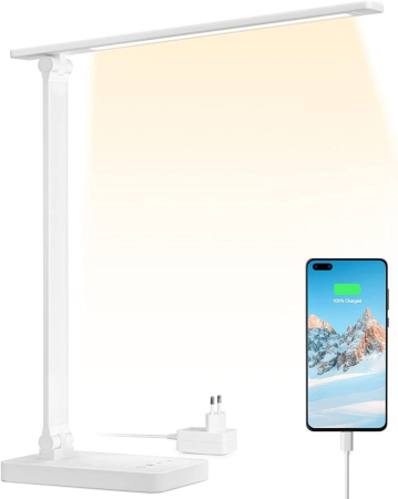 Iluminat interior - Lampa de birou LED Lepro control Touch, 3 moduri, 15W, 655 Lumeni, USB, Alb