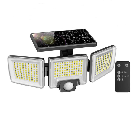 Lămpi solare - Lampa solara de perete MustWin UT88268, 2500lm, LED, 216 leduri, Telecomanda, 3 moduri, senzor de miscare