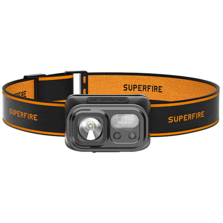 Lanterne & lămpi de lucru - Lanterna LED pentru cap Superfire , 220lm, 120m, 800mAh, Lumina rosie, incarcare USB-C, control miscare