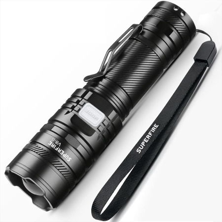 Lanterne & lămpi de lucru - Lanterna LED Superfire , 2000lm, 300M, 5200mAh, Zoom, incarcare USB-C, 36W