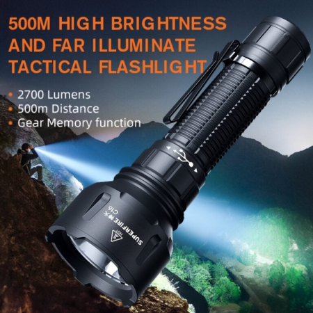 Lanternă LED neagră Superfire C16