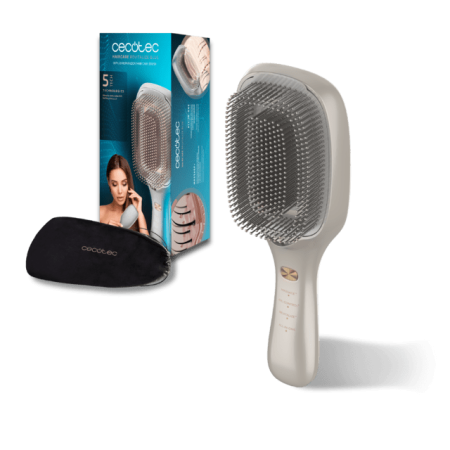 Îngrijire & Wellness - Perie Cecotec HairCare Revitalize Champagne, revitalizare si reparare par, 5 tehnologii: vibratii, ioni negativi, microcurenti EMS, laser de putere redusa (LLLT), lumina LED rosie