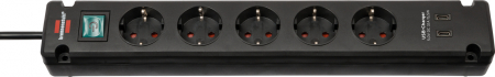 Prelungitoare - Prelungitor Brennenstuhl Bremounta 5 prize, 2 x USB-C, 3m, Buton On Off, prindere in suruburi