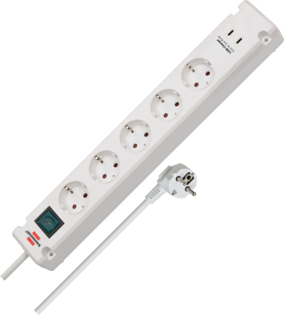 Prelungitoare - Prelungitor Brennenstuhl Bremounta 5 prize, 2 x USB-C, 3m, Buton On Off, prindere in suruburi , Alb