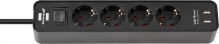 Prelungitoare - Prelungitor Brennenstuhl Ecolor 4 prize, 2xUSB, 1.5m Negru