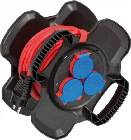 Bricolaj & Unelte - Prelungitor exterior Brennenstuhl X-Gum cu tambur, 10 m, 3 prize, IP44