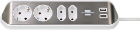 Casa & Confort - Prelungitor compact de colț Brennenstuhl Estilo cu 4 prize și 2 USB-A