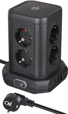 Prelungitoare - Prelungitor turn Brennenstuhl cu 8 prize, USB-C Power Delivery și două USB-A
