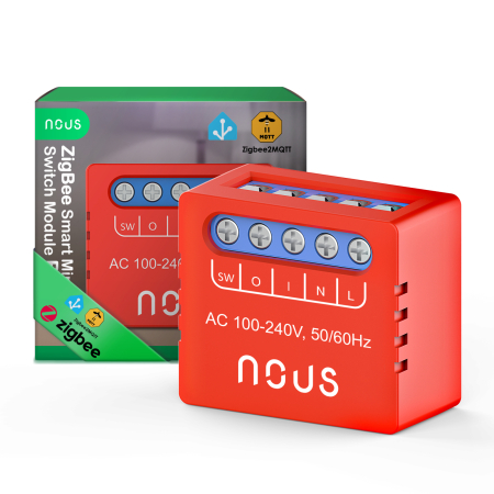 Relee inteligente - Releu SMART NOUS Zigbee,1 canal, control aplicatie, compatibil Alexa Google Assistan, protectie suprasarcina