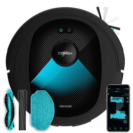 Electrocasnice - Robot de aspirare Conga 8490 Ultimate Ultra, 4 in 1, 7000 Pa, Laser, Autonomie 170 minute, 2 perii centrale, Functie mop