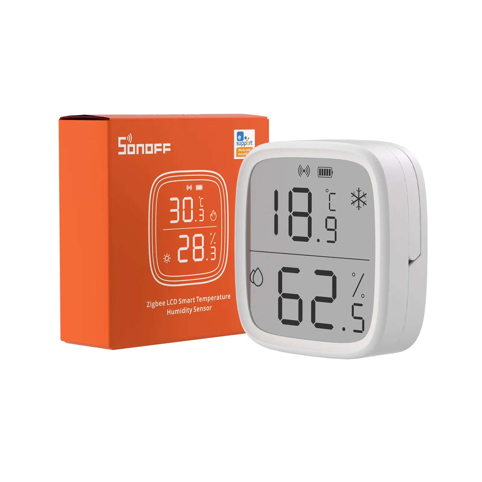 Senzori inteligenți - Senzor de temperatura si umiditate SONOFF Zigbee 3.0 cu afisaj LCD