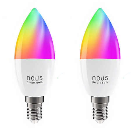 Casă Inteligentă - Set 2 Becuri LED RGB Smart NOUS , E14, Control din aplicatie