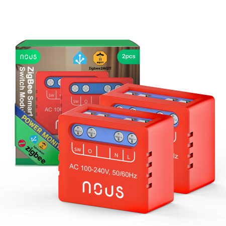 Casă Inteligentă - Set 2 relee SMART NOUS B5Z Zigbee,1 canal, monitorizare consum, control aplicatie, compatibil Alexa Google Assistan, protectie suprasarcina