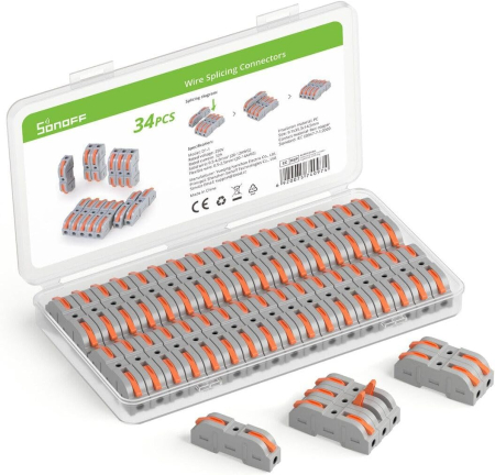Conectori & distribuitoare - Set 34 conectori rapizi pentru imbinare fire Sonoff , 32A, Gri