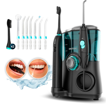 Îngrijire & Wellness - Set Irigator bucal si Perie de dinti Electrica Cecotec ToothCare Jet Clean, 7 capete, 600ml, 10 niveluri, 5 moduri