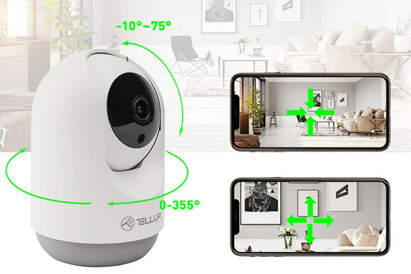 Camera exterior WiFi Tellur Smart, 3MP, Ultra HD, Autotracking, PTZ, Alb