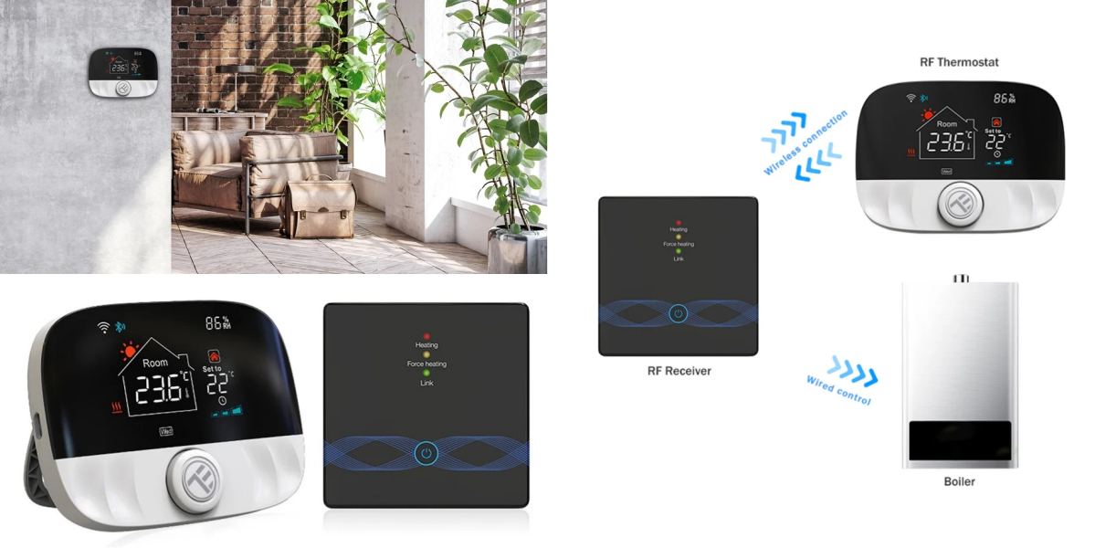 Termostat de ambient smart pentru centrală Tellur Smart, TSH02, Wi-Fi, ecran LCD, Negru