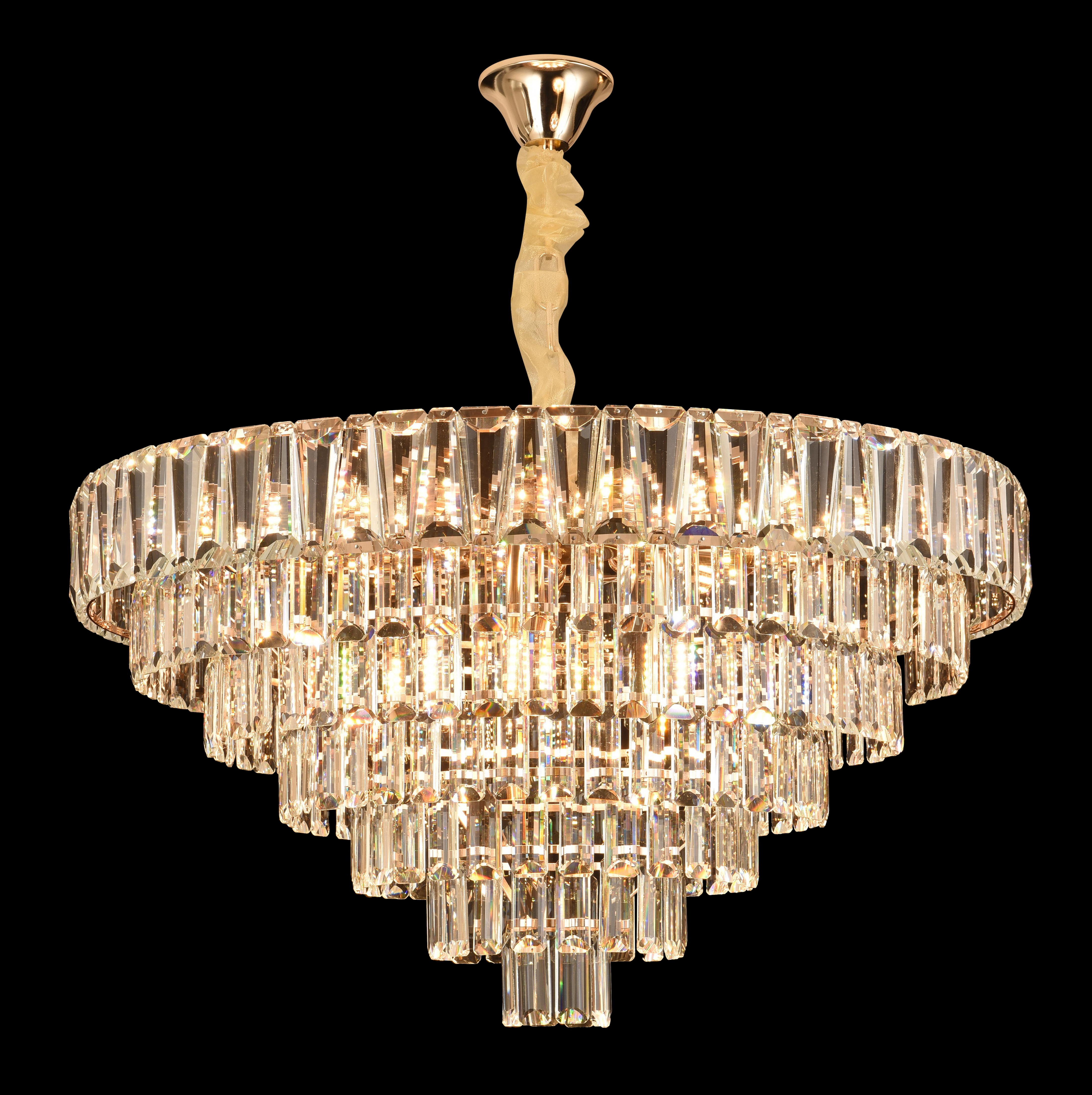 Candelabru Cristal VALMONT Magno 12xE14, D60 cm, Auriu, Inaltime Reglabila, Metal si Cristal [3]
