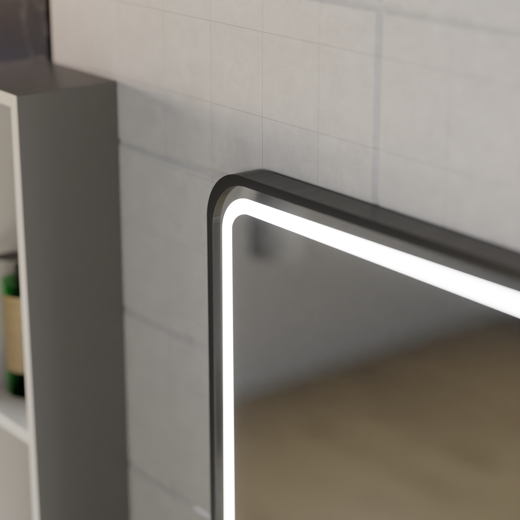 Oglinda LED Touch Ulrich Sistem Dezaburire, Ceas si Temperatura 60x80 cm Rama Negru Brushed Lupa Cosmetica [3]