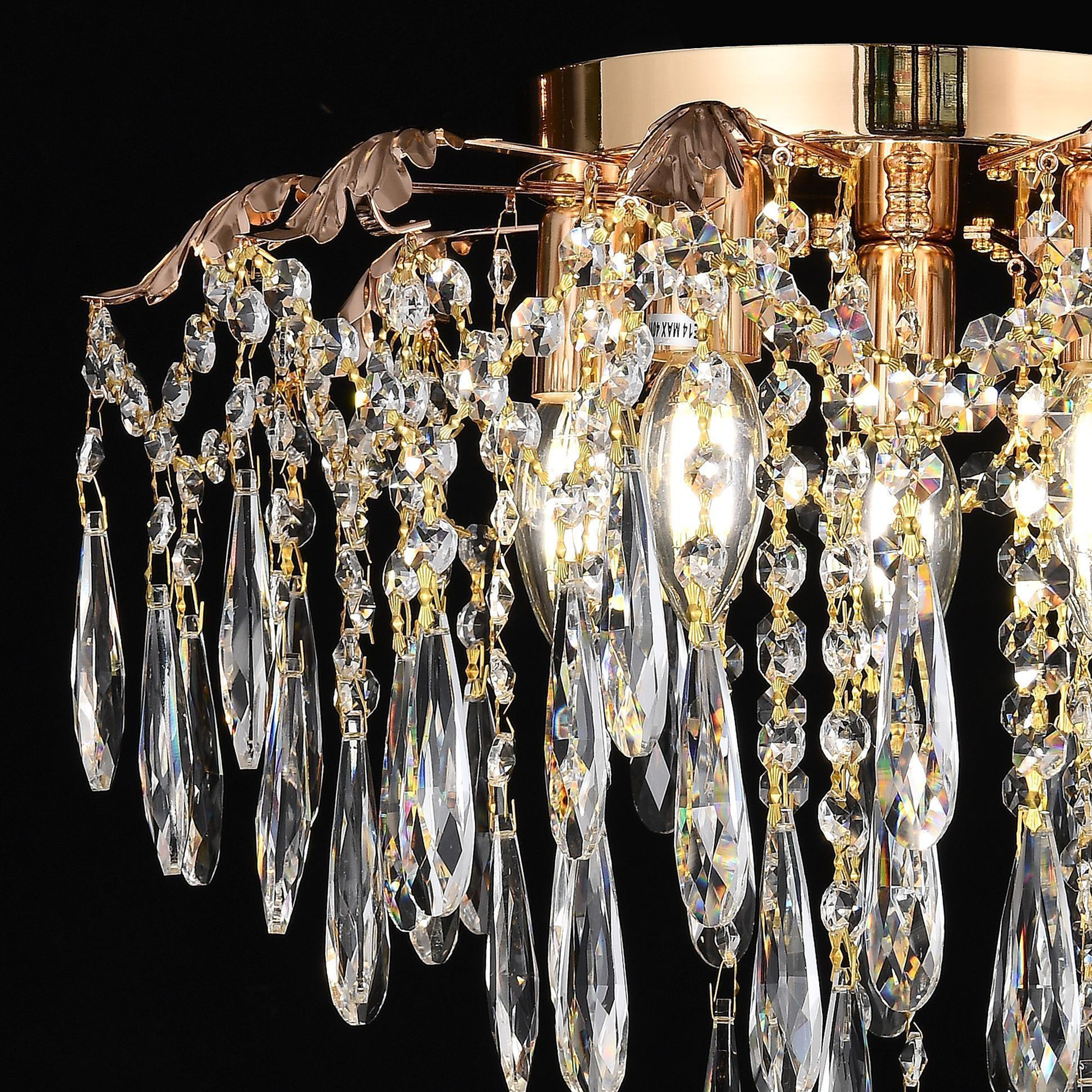 Candelabru Cristal CC9221/5FGD, 5x E14, Diametru 48cm, Auriu Lucios [2]