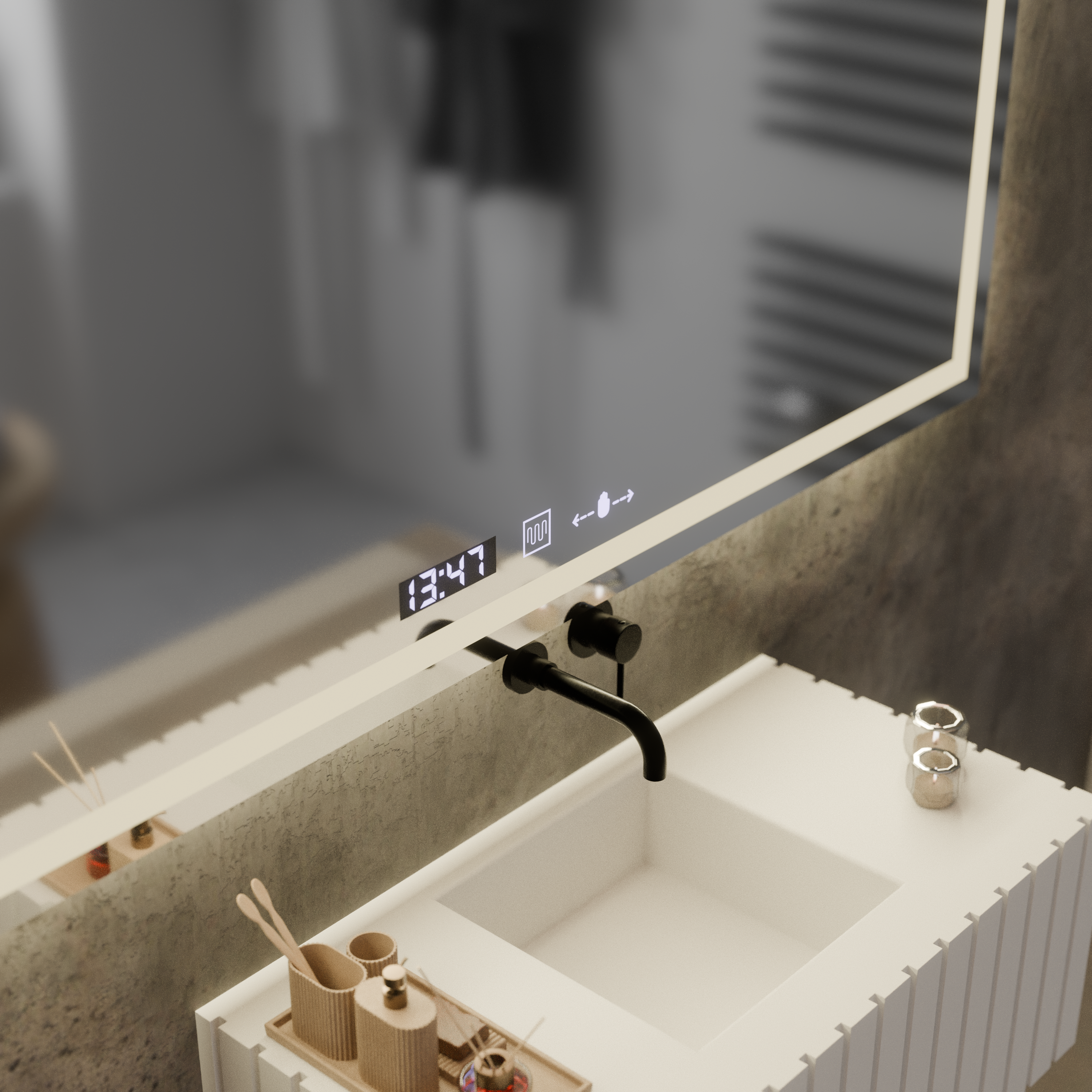 Oglinda LED Rectangulara, 120x60cm, Verite MotionGlow Marcello, Sistem Dezaburire, Ceas & Termometru, Dimabila [1]