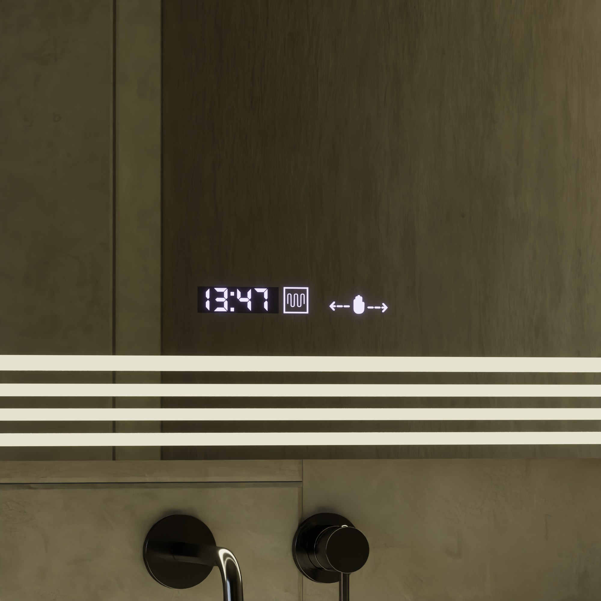 Oglinda LED Rectangulara, 80x60cm, Venezia Senzor MotionGlow Marcello, Sistem Dezaburire, Ceas & Termometru, Dimabila [1]