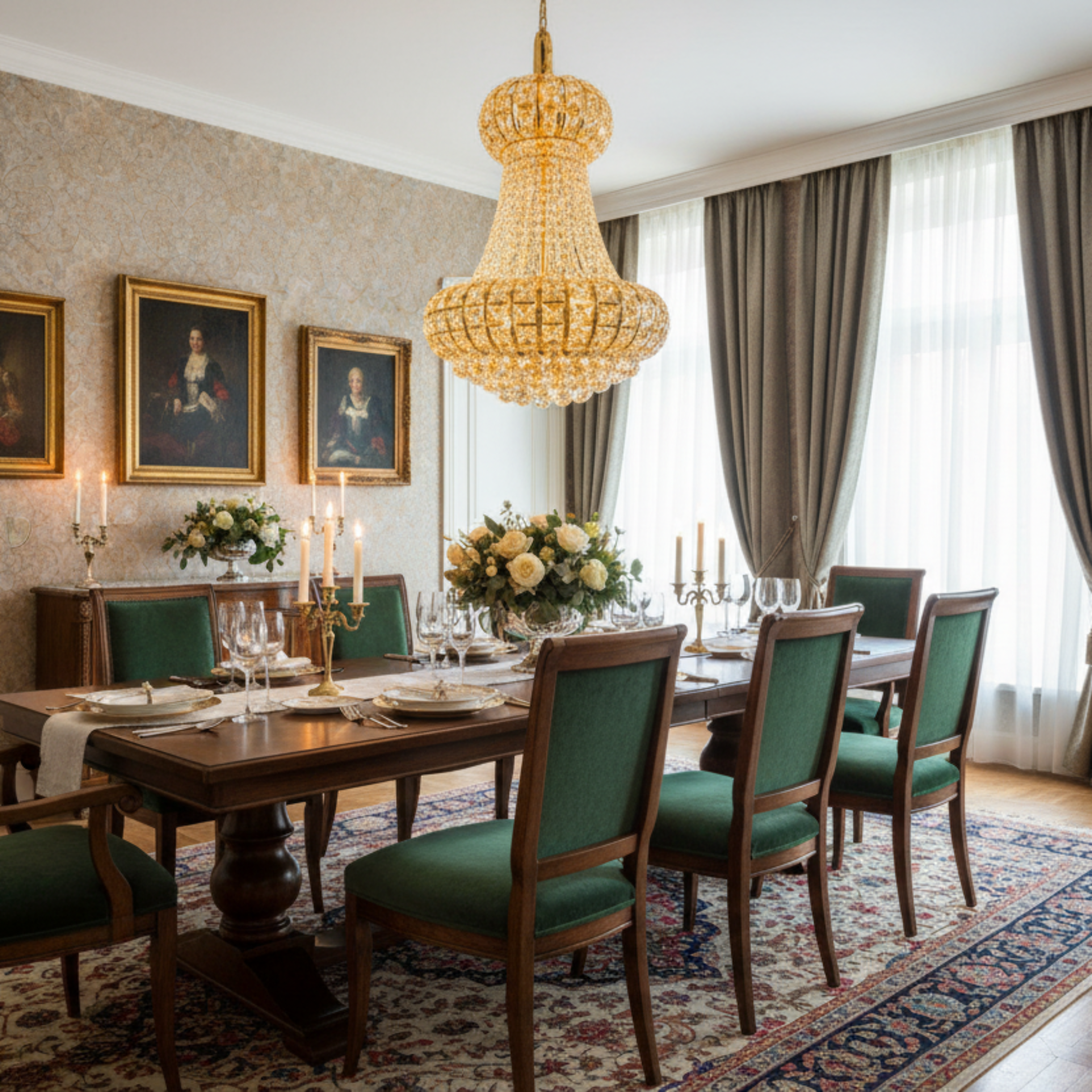 Lampi, Aplice si Corpuri de iluminat Smart - Candelabru Cristal CASTRUM Eleganza 9xE14, D50 cm, Auriu, Inaltime Reglabila, Metal si Cristal