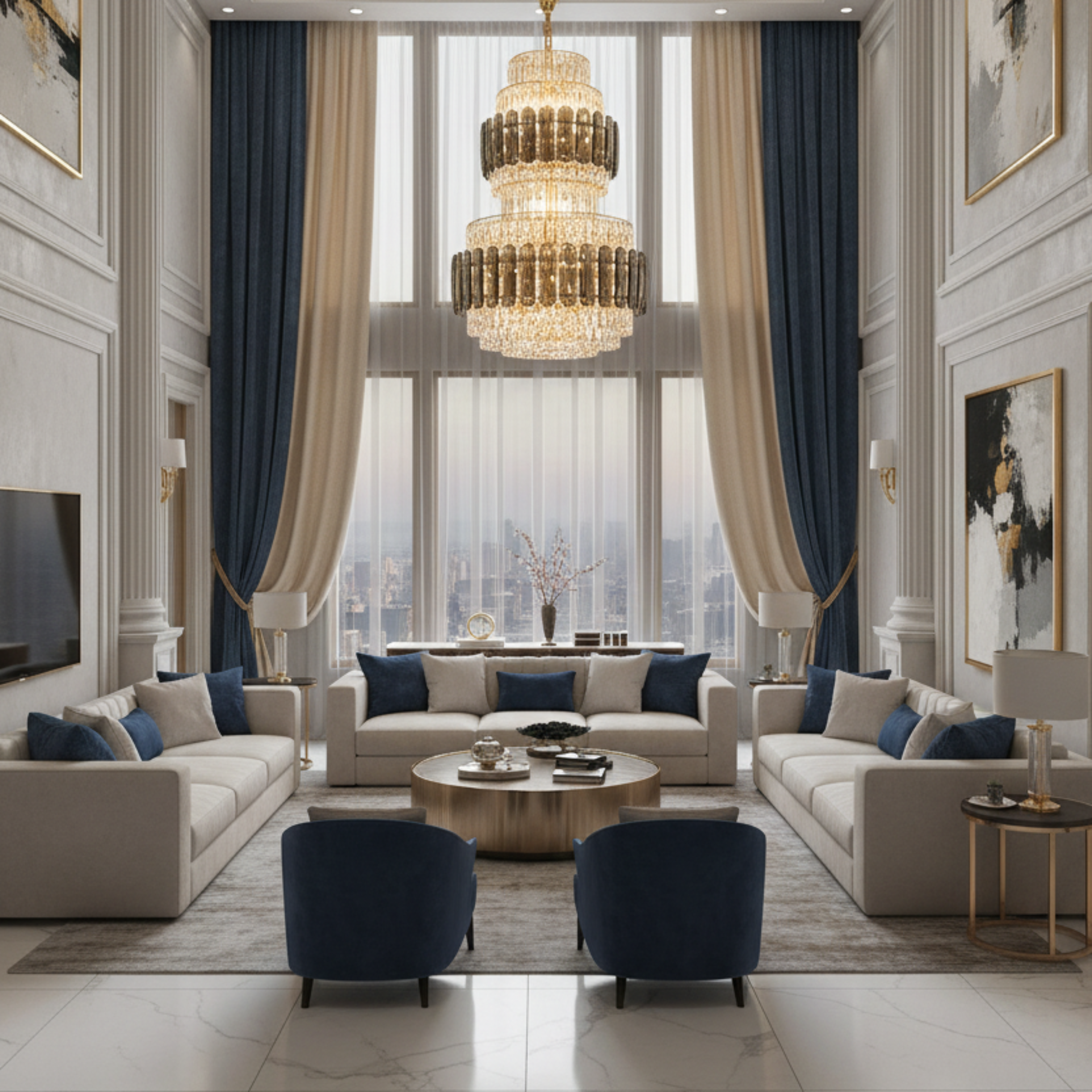 Candelabru Cristal VELIOR Supremo 40xE14, D100 cm, Auriu, Inaltime Reglabila, Metal si Cristal [2]