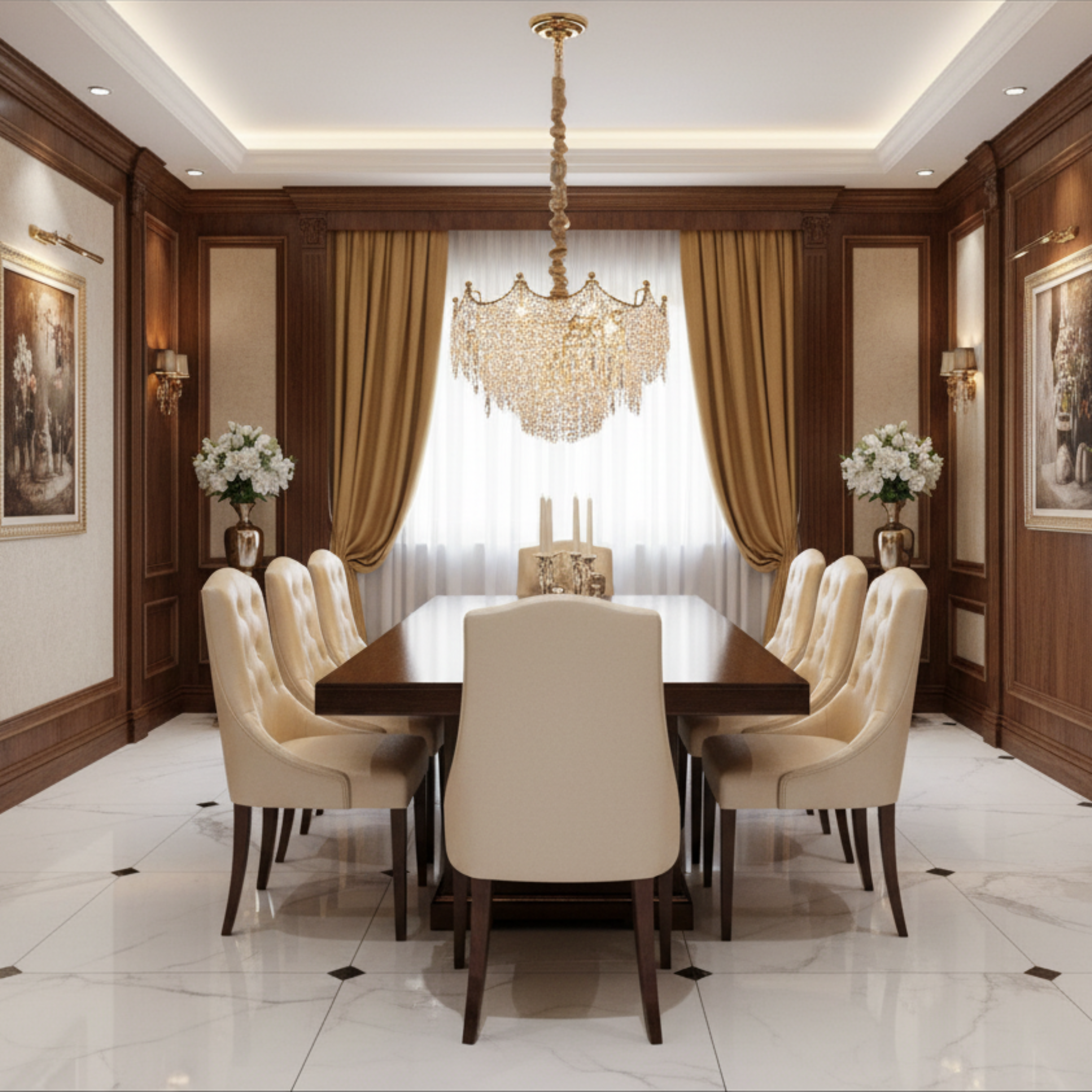 Candelabru Cristal LUXE Eleganza 9xE14, Diametru 50cm, Inaltime 33cm, Auriu Lucios, Inaltime Reglabila, Design Elegant [2]