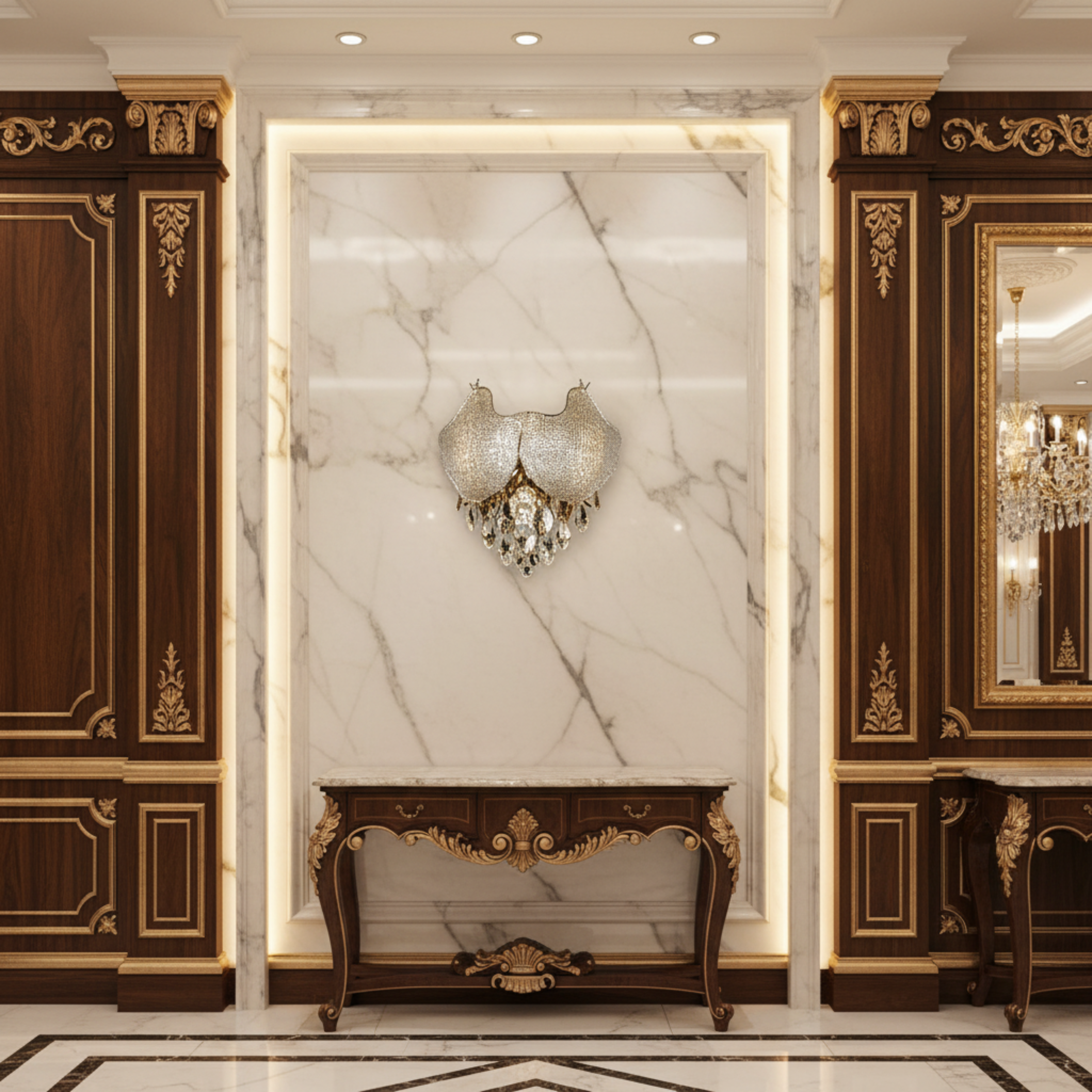 Aplica Cristal LUXE, 3xE14, Diametru 30 cm, Inaltime 31 cm, Auriu Lucios, Design Elegant [1]