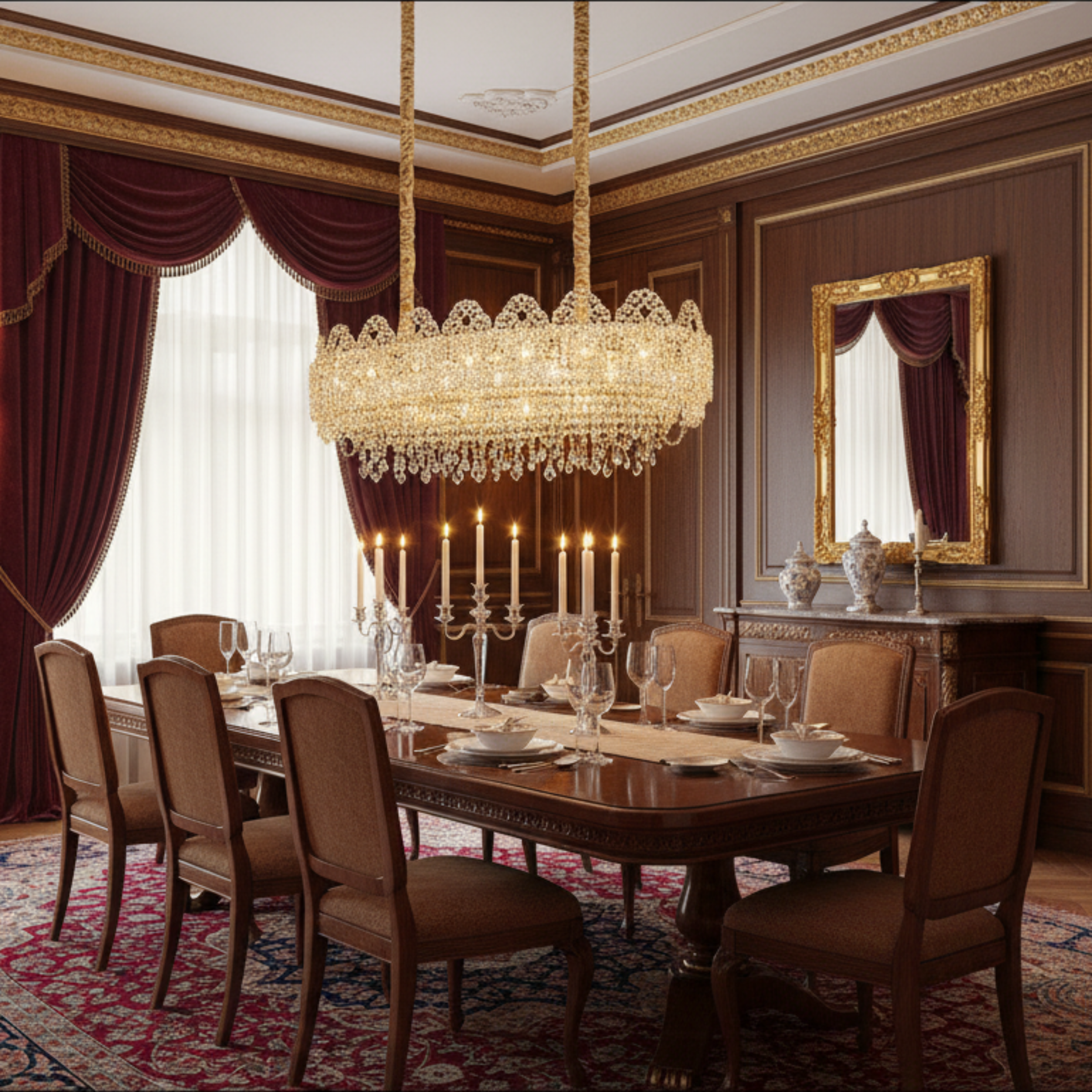 Produse Alessandro - Candelabru Cristal CROWN Supremo 11xE14, Dimensiune 80x30 cm, Inaltime 33 cm, Auriu Lucios, Inaltime Reglabila, Design Elegant