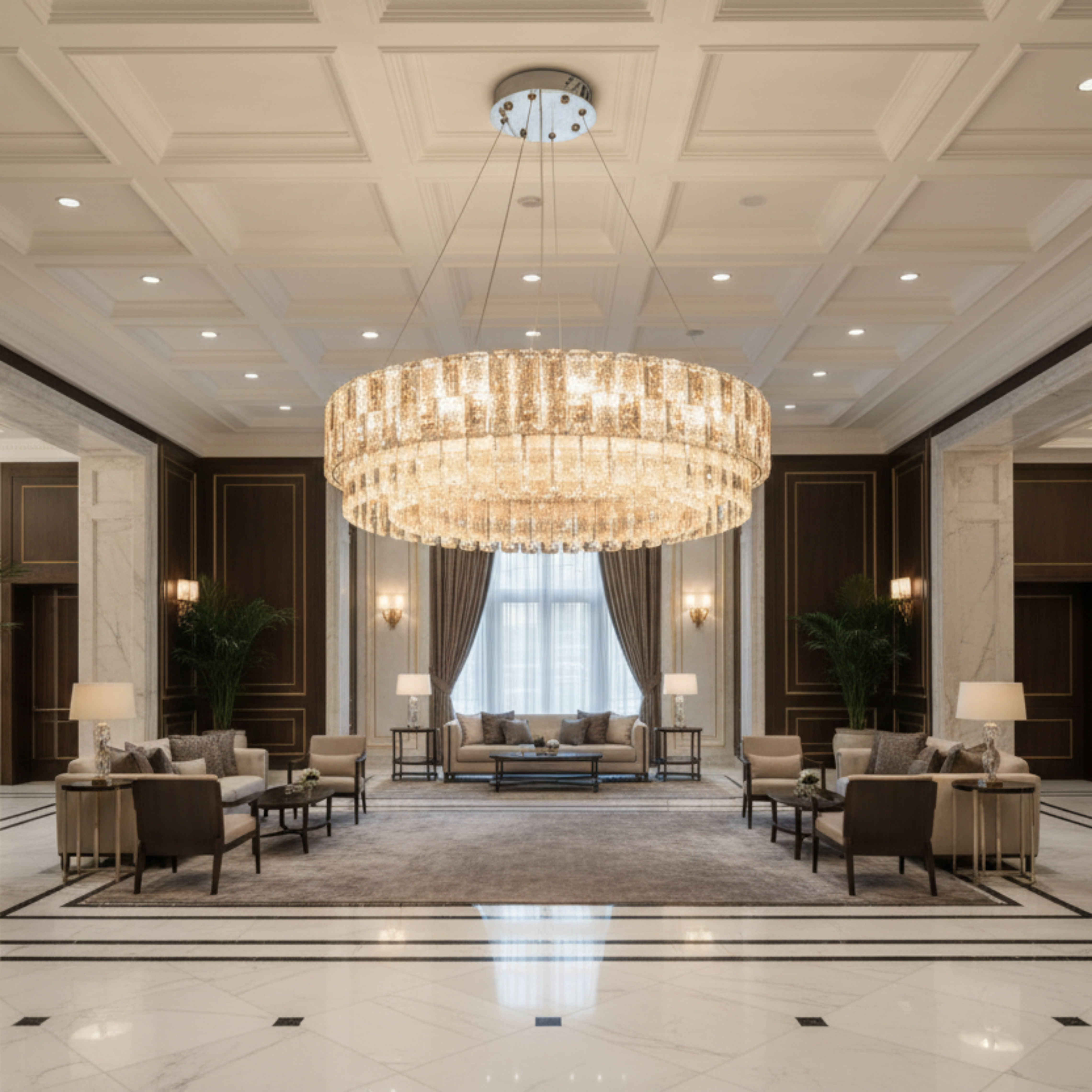 Candelabru Cristal ELYSIAN Magno 9xE14, D60 cm, Auriu, Inaltime Reglabila, Metal si Cristal [1]