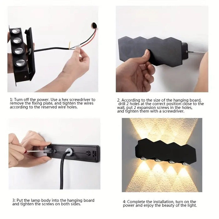 Aplica LED AX231, Exterior si Interior, 8 Surse, 16W, Negru, 3000K [4]