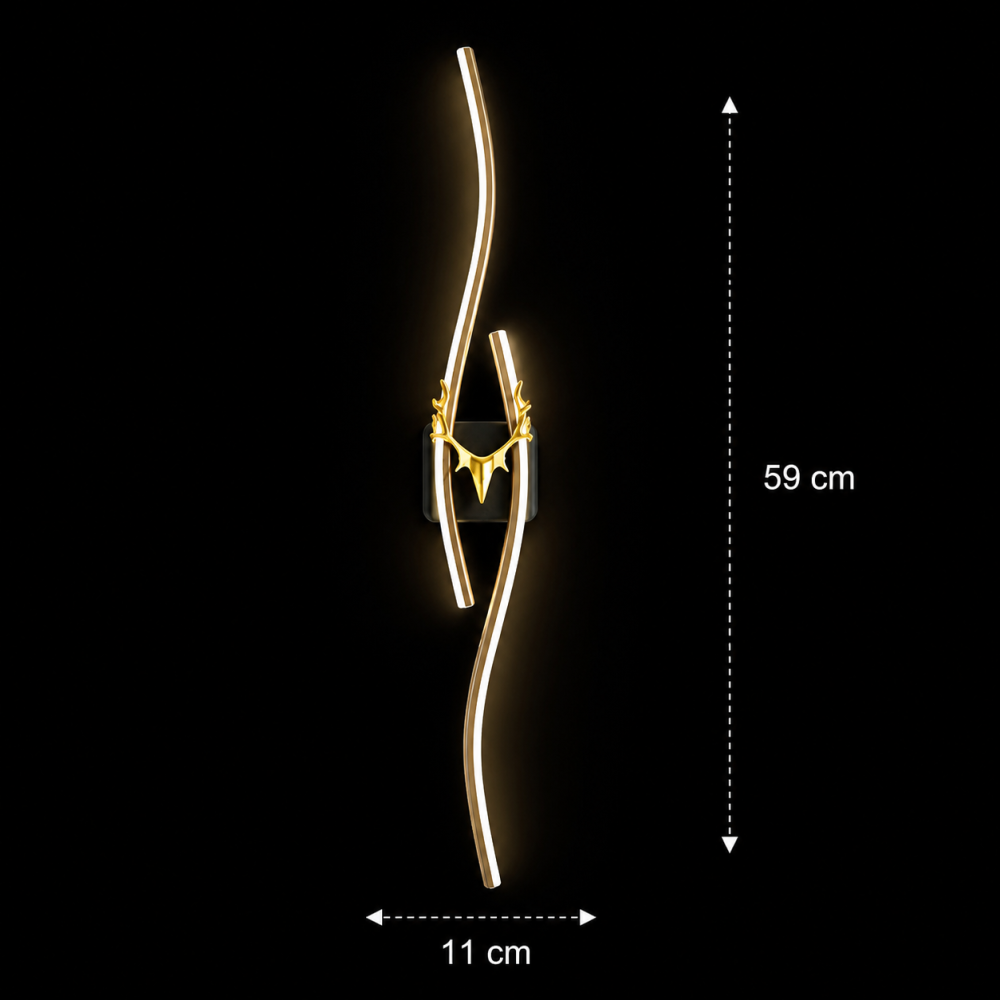 Aplica LED Decorativa FYAN, 48W, 59x14cm, Lumina Calda / Neutra/ Rece, Auriu, Metal si Acril [4]