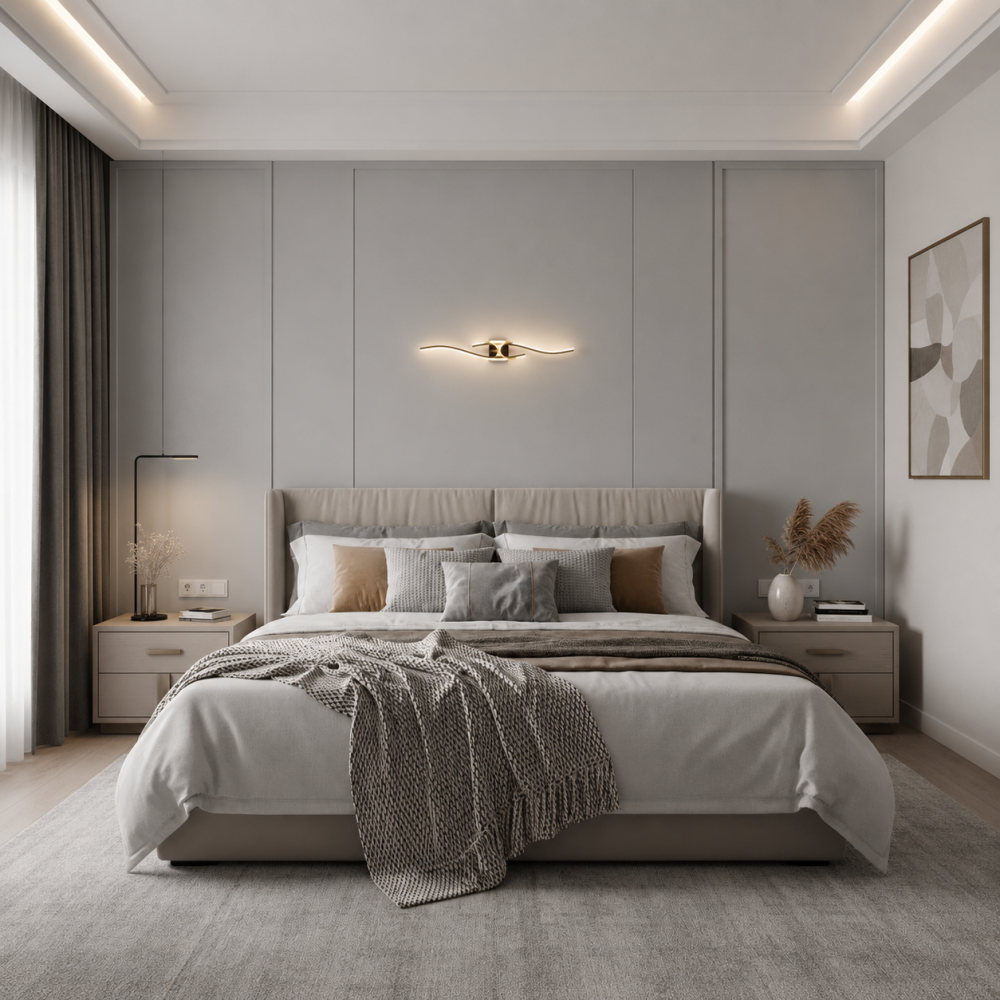 Aplica LED Decorativa FYAN, 48W, 59x14cm, Lumina Calda / Neutra/ Rece, Auriu, Metal si Acril [3]