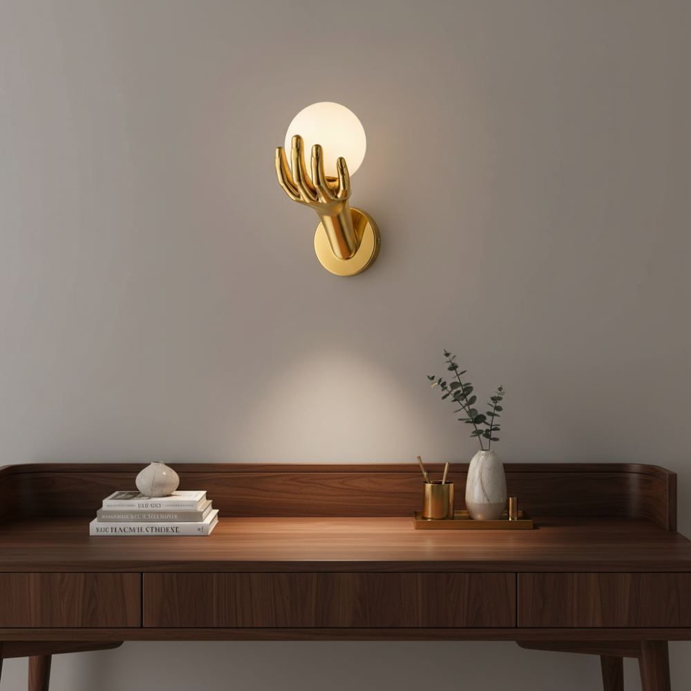 Aplica LED Decorativa MANO, 15x30cm, 1xG9, Sticla si Resina, Auriu [2]