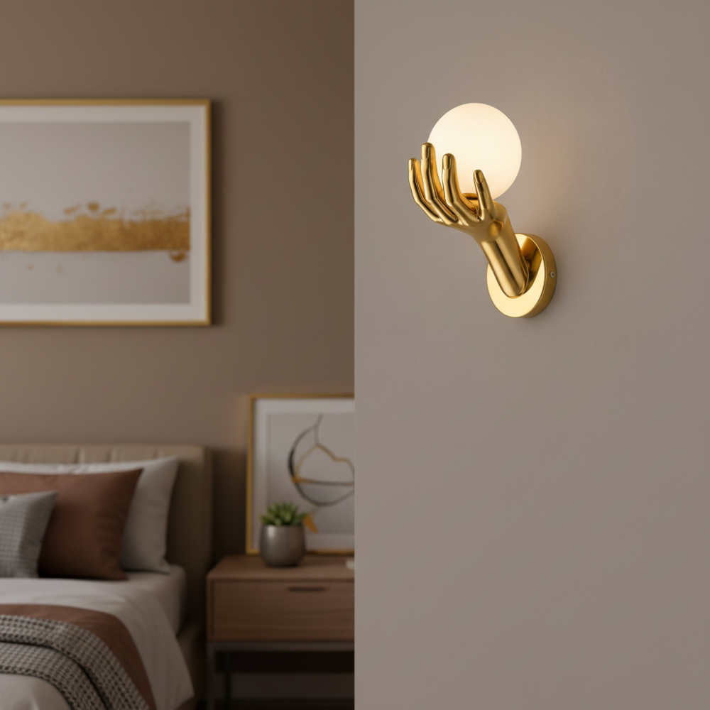 Aplica LED Decorativa MANO, 15x30cm, 1xG9, Sticla si Resina, Auriu [3]