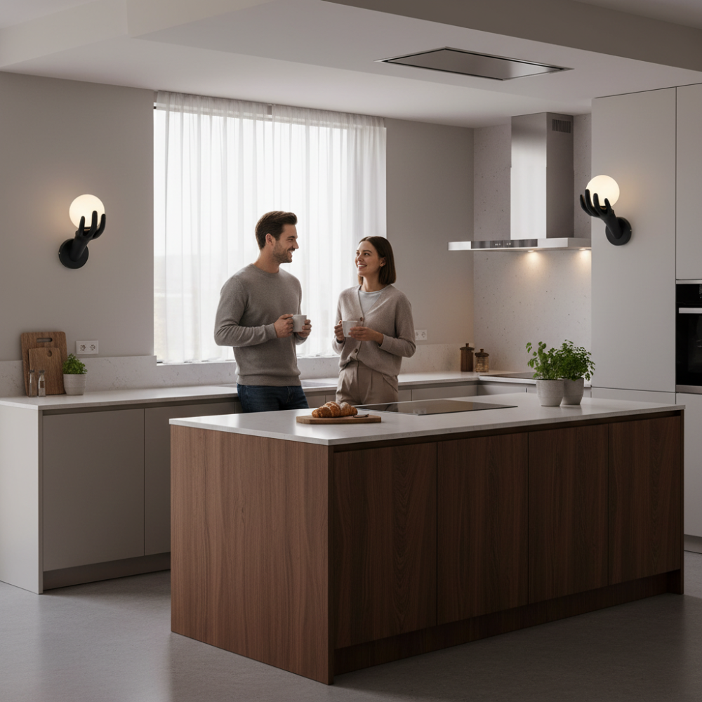 Aplica LED Decorativa MANO, 15x30cm, 1xG9, Sticla si Resina, Negru [2]