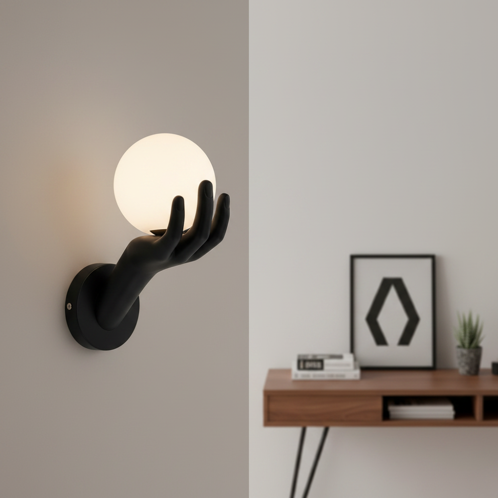 Aplica LED Decorativa MANO, 15x30cm, 1xG9, Sticla si Resina, Negru [3]
