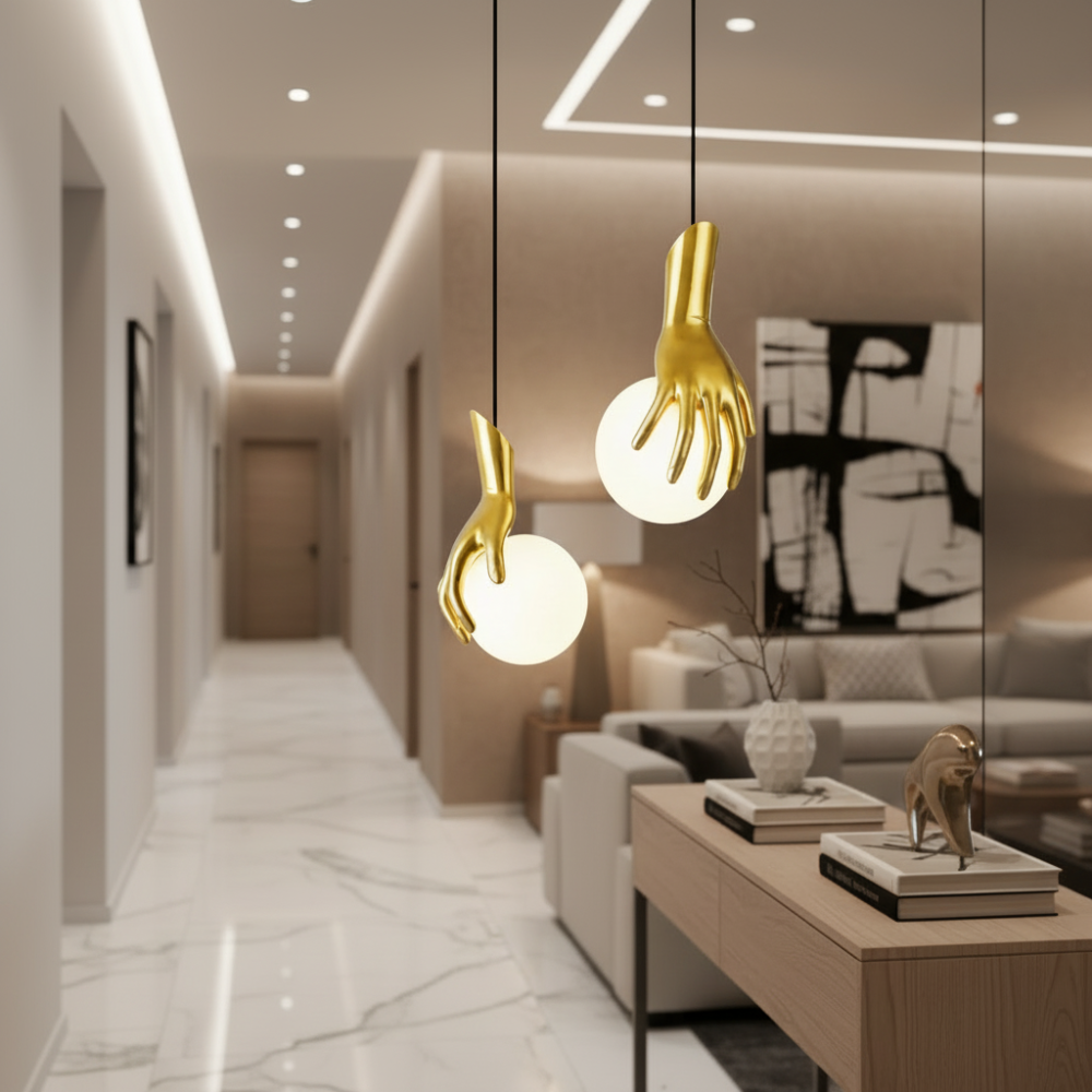 Aplica LED Decorativa MANOS, 13x120cm, 2xG9, Sticla si Resina, Auriu [3]